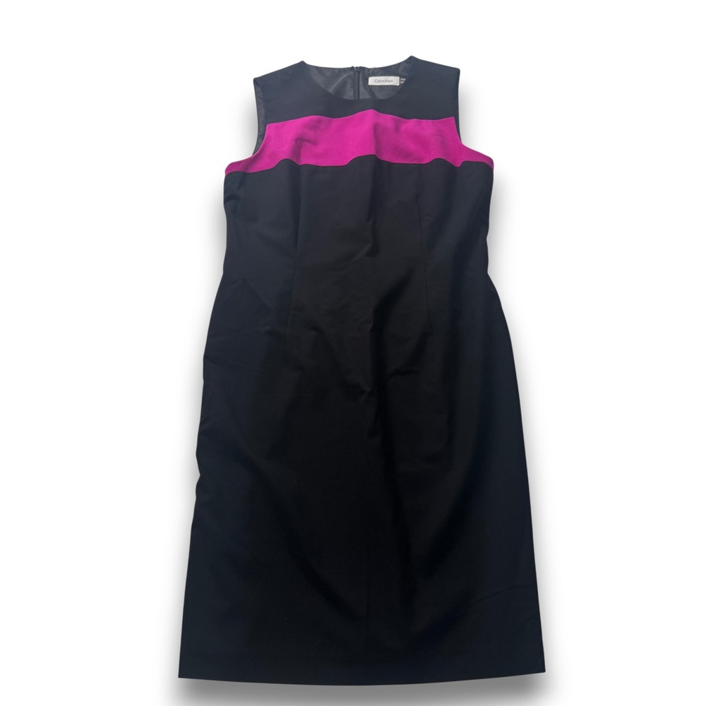 Calvin Klein Womens 12P Black Pink Colorblock Sheath Dress CSOPS0016 SPNDT140
